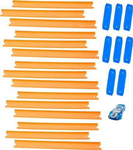 Bundle of Hot Wheels Track Builder Straight Track Set, 37 Component Parts & 1:64 Scale Toy Car (Amazon Exclusive) + Hot Wheels Set of 10 Toy Trucks in 1:64 Scale (Styles May Vary)