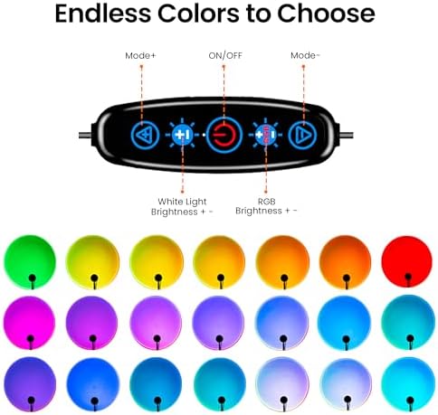 Sunset Lamp Projection, Not Only 21 Colors Sunset Lights, 180 Degree Rotation Led Light, Push Button Switch & APP Control Projector for Party Bedroom Decor