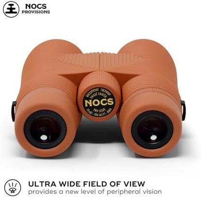 Nocs Provisions Pro Issue 10x42 Compact Fogproof Waterproof Binoculars for Adults & Kids, 10X Magnification, Wide View Multi-Coated Lenses for Bird Watching, Hunting & Stargazing - Carnelian Orange