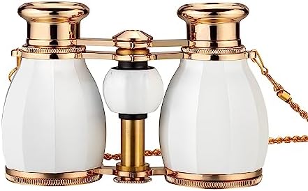 ESSLNB Opera Glasses Binoculars for Women Adults 4X30mm Theater Glasses Compact Binoculars for Theater and Concerts Antique with Case Removable Chain White