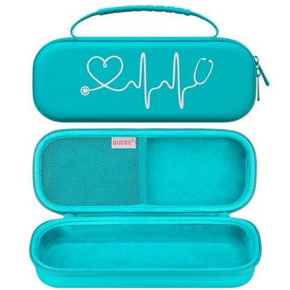 BOVKE Travel Stethoscope Case for 3M Littmann Classic III, Lightweight II S.E, MDF Acoustica Lightweight Stethoscopes, Mesh Pocket for Pen Lights, Medical Scissors and Nurse Accessories, Turquoise