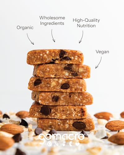 GoMacro MacroBar Organic Vegan Protein Bars - Coconut + Almond Butter + Chocolate Chips (2.3 Ounce Bars, 12 Count)