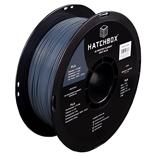 HATCHBOX 1.75mm Gray Blue PLA 3D Printer Filament, 1 KG Spool, Dimensional Accuracy +/- 0.03 mm, 3D Printing Filament