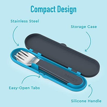 Bentgo Kids Stainless Steel Utensil Set - Reusable Fork, Spoon & Storage Case - High-Grade BPA-Free Stainless Steel, Easy-Grip Handles, Dishwasher Safe for School Lunch, Travel & Outdoors (Dinosaur)