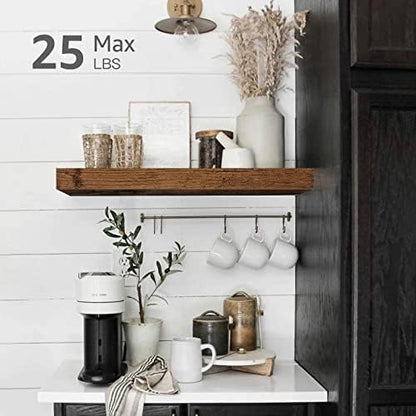 QEEIG Bathroom Floating Shelves for Wall Mounted Shelf Over Toilet Farmhouse Home Decor Display Shelving Small 16 inch Set of 2, Rustic Brown (008-40BN)