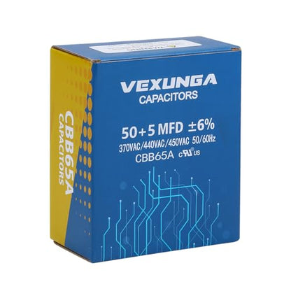 50/5 uF 50+5 MFD 370V 440V 450V Oval Dual Run Start AC Capacitor 50 5 uF 370 440 450 Volt VAC CBB65 Air Conditioner Capacitors for AC Unit Fan Motor Start or Condenser Straight Cool