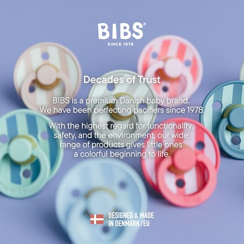 BIBS Pacifiers - Colour Studio 2 Pack | Round Nipple Baby Pacifier | BPA Free Natural Rubber Latex Soother | Made in Denmark | Size 6+ Months | Block Nordic Mint Petrol