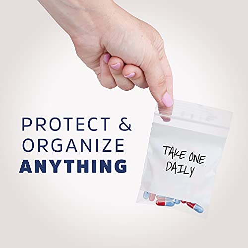 GPI Case of 1000 3" X 4" Clear Plastic Reclosable Zip Bags - Bulk 2 Mil Thick Strong & Durable Poly Baggies with Resealable Zipper Top Lock & Write-on White Block, for Storage, Packaging & Shipping