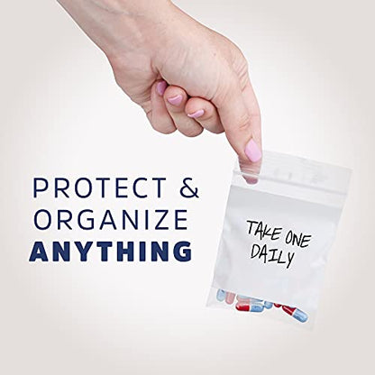 GPI Case of 1000 3" X 4" Clear Plastic Reclosable Zip Bags - Bulk 2 Mil Thick Strong & Durable Poly Baggies with Resealable Zipper Top Lock & Write-on White Block, for Storage, Packaging & Shipping