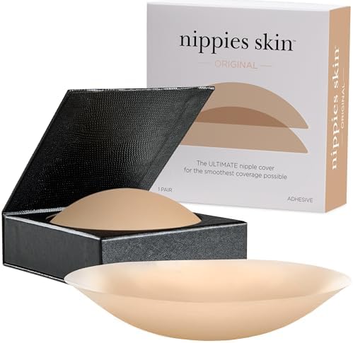 Nippies Nipple Covers for Women - Sticky Adhesive Silicone Pasties - Reusable Pasty Nipple Cover with Travel Box