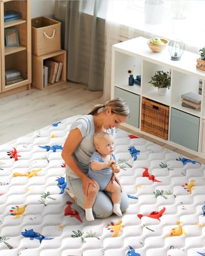 Odorless Premium Foam Baby Play Mat 79" x 71", Soft Microfiber Fabric Crawling Mat for Floor- Comfortable and Hypoallergenic, Non-Slip Cushioned Floor Playpen mat for Infants,Babies,Toddlers