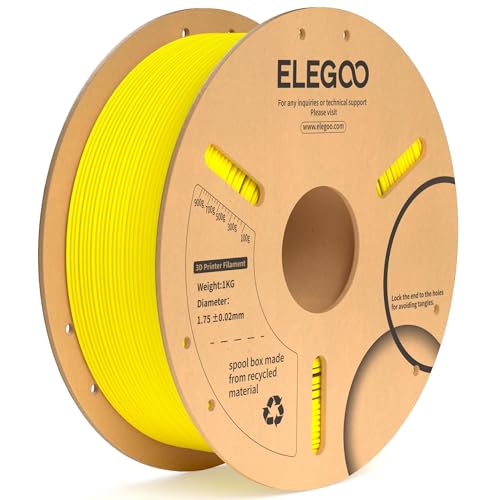 ELEGOO PLA Plus Filament 1.75mm Yellow 1KG, PLA+ Tougher and Stronger 3D Printer Filament Dimensional Accuracy +/- 0.02mm, 1kg Spool(2.2lbs) Fits for Most FDM 3D Printers