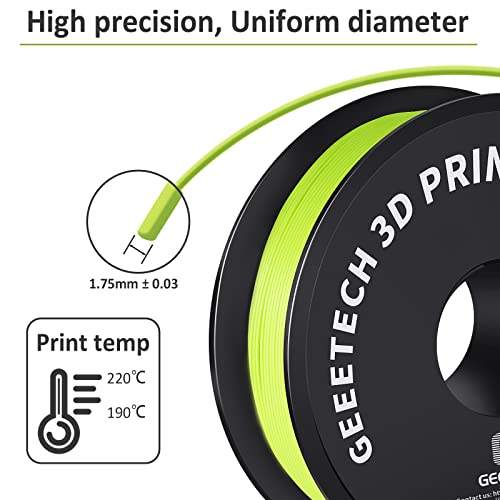 Geeetech 1.75mm PLA 3D Printer Filament, 1kg Spool (2.2lbs), Upgrade Tidy Winding Tangle-Free, Dimensional Accuracy +/- 0.03mm, Apple Green