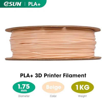 eSUN PLA+ Filament 1.75mm, 3D Printer Filament PLA Plus, Dimensional Accuracy +/- 0.03mm, 1KG Spool (2.2 LBS) 3D Printing Filament for 3D Printers, Beige