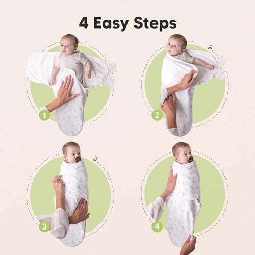 Baby Swaddle Sleep Sacks with Zipper - 3-Pack Swaddles for Newborns 0-3 Months, Infant, Baby Girls, Boys, Soft & Durable Newborn Sleep Sack, Easy Diaper Change Swaddling Blanket (Aspire)