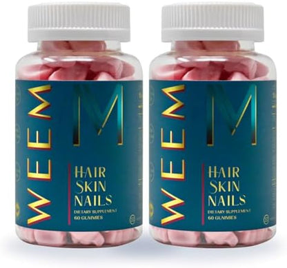 WEEM Hair Skin and Nails Gummies - Supports Healthy Hair - Vegan biotin Vitamins for Women & Men Supports Faster Hair Growth, Stronger Nails, Healthy Skin, Extra Strength (2)