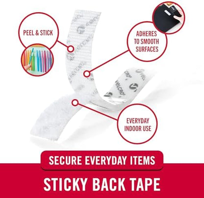 VELCRO Brand - Sticky Back Tape Bulk Roll | 50 ft x 3/4 in | White | Cut Hook and Loop Adhesive Strips to Length | Create Vertical Storage, Save Space, Keep Your Home, Office or Work Site Organized