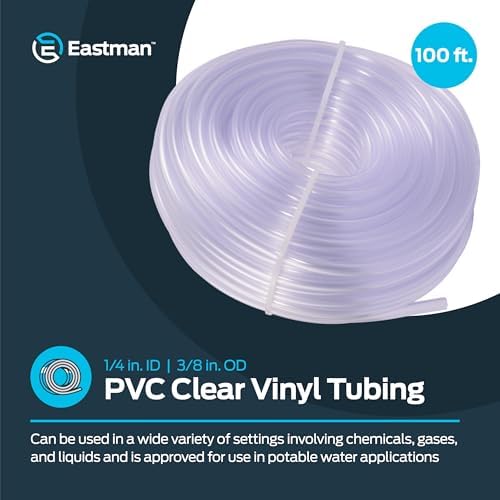 Eastman 1/4 Inch ID (3/8 Inch OD) PVC Clear Vinyl Tubing, 100 Foot Length, 98618