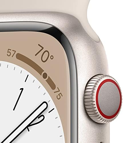 Apple Watch Series 8 [GPS + Cellular, 41mm] Starlight Aluminum Case with Starlight Sport Band, M/L (Renewed)
