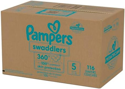 Pampers Diapers - Swaddlers 360 - Size 5, 116 Count, for up to 100% Leakproof Premium Skin Protection (Packaging May Vary)