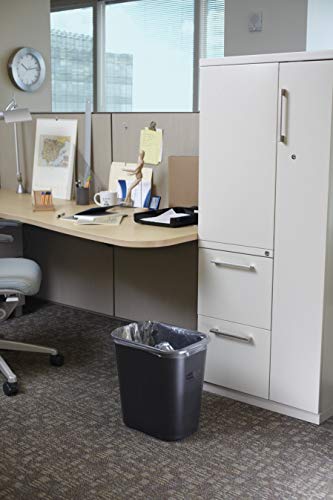 Rubbermaid Commercial Products Wastebasket/Trash Can, 7-Gallon/28-Quart, Black, Plastic, for Bedroom/Bathroom/Office, Fits Under Desk/Sink/Cabinet, Pack of 4