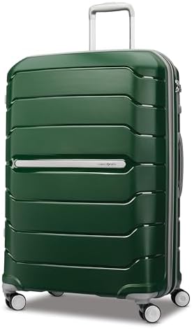 Samsonite Freeform Large Checked Luggage with Dual 360° Spinner Wheels - TSA Lock, Airline-Approved - Lightweight Durable Polypropylene Expandable Hardshell - Pine Green