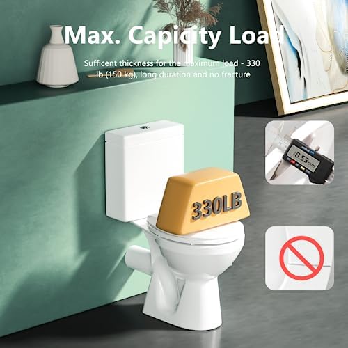 Toilet Seat Round Soft Close16.5'', Toilet Lid Slow Close Quiet No Slam, Easy Installation & Release，Safe PP Material Easy Clean, Comfortable Ergonomic Design, 2 Years Support, White Plastic