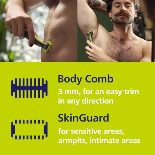 Philips Norelco OneBlade 360 Blade, Genuine Replacement Blade, Face/Body Kit, for OneBlade Electric Shaver and Trimmer, Durable Stainless Steel, Trim, Edge and Shave, QP614/80