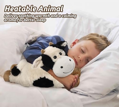 Cuckool Cow Stuffed Animals, Microwavable Stuffed Animals Adorable Fluffy Cow Plush for Warmth & Comfort, Heatable Coolable Lavender Scent Toys, Cute Soft Plushies Cow Gift for Kids Boys Girls & Adult