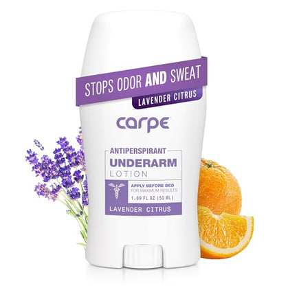 Carpe Underarm Antiperspirant and Deodorant, Clinical strength with Lavender Citrus scent, Combat excessive sweating Stay fresh and dry, Great for hyperhidrosis
