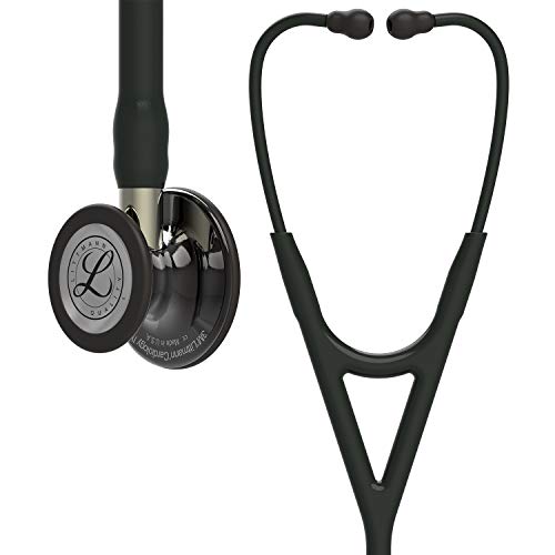 3M Littmann Cardiology IV Diagnostic Stethoscope, 6204, More Than 2X as Loud, Weighs Less, Stainless Steel High Polish Smoke-Finish Chestpiece, 27" Black Tube, Champagne Stem, Black Headset