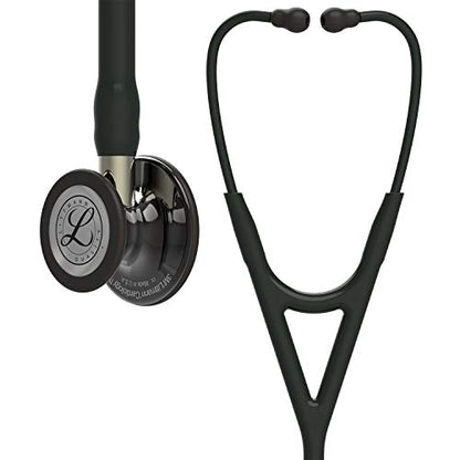 3M Littmann Cardiology IV Diagnostic Stethoscope, 6204, More Than 2X as Loud, Weighs Less, Stainless Steel High Polish Smoke-Finish Chestpiece, 27" Black Tube, Champagne Stem, Black Headset
