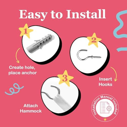 Lilly's Love Large Stuffed Animal Hammock | Corner Hanging Organizer, Stuffed Animal Storage | Easy to Hang Plushie Net w/Included Anchors & Hooks | Cute Room & Bedroom Decor (White, 2 Pack)