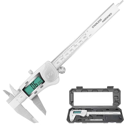 Digital Caliper, 6 inch Caliper Extreme Accuracy Measuring Tool with Stainless Steel, IP54 Waterproof Protection Design, Inch Metric Fraction Switch for Daily and Professional Use