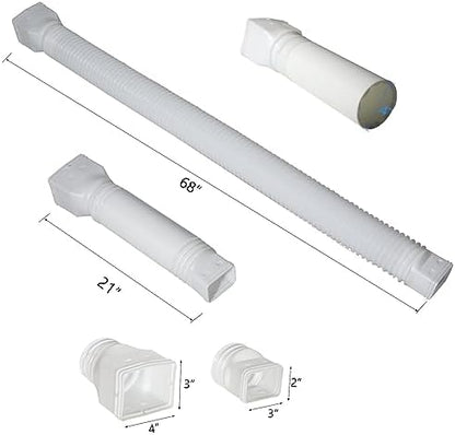White-2pack Rain Gutter Downspout Extensions Flexible, Drain Downspout Extender,Down Spout Drain Extender, Gutter Connector Rainwater Drainage,Extendable from 21 to 68 Inches