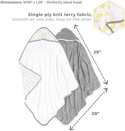 Burts Bees Baby Infant Hooded Towels Little Ducks Organic Cotton, Unisex Bath Essentials and Newborn Necessities, Soft Nursery Towel with Hood Set, 2-Pack Size 29 x 29 Inch