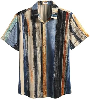 COOFANDY Men's Linen Shirts Short Sleeve Casual Shirts Button Down Shirt for Men Beach Summer Wedding Shirt