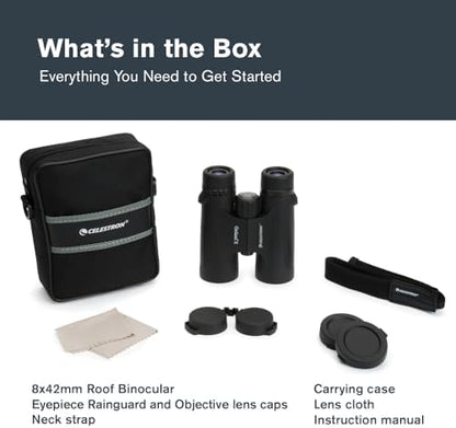 Celestron - Outland X 8x42 Binoculars – Ideal for Birding and Outdoors – 42mm Objective Lenses – Wide 7° Field of View – BaK-4 Prisms – Multi-Coated – Waterproof and Fogproof