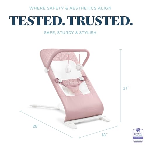 Baby Delight Alpine Deluxe Portable Baby Bouncer | Infant | 0-6 Months | 100% GOTS Certified Organic Cotton Fabric | Organic Rose