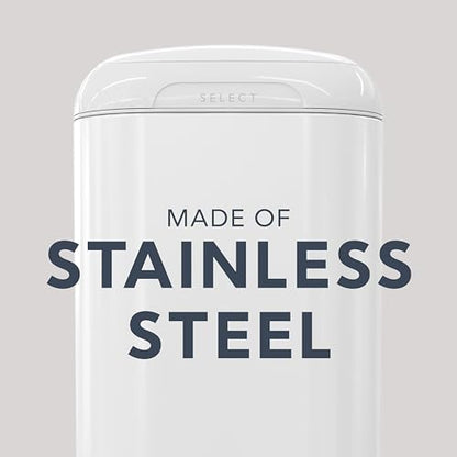 Diaper Genie Select Pail is Made of Durable Stainless Steel and Includes 1 Starter Square Refill That can Hold up to 165 Newborn-Sized Diapers.