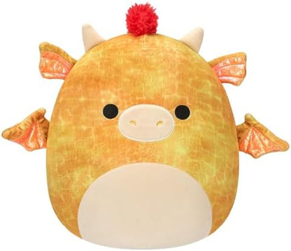Squishmallows Original 12-Inch Dieric Yellow Dragon with Orange Mane - Official Jazwares Large Plush