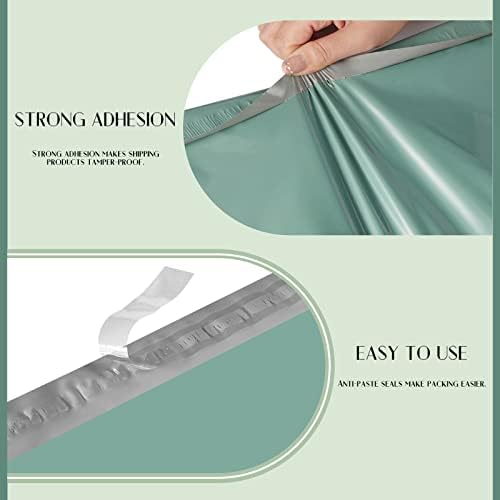 Metronic Poly Mailers 14.5X19 100 Pack, Strong Adhesive Shipping Bags for Clothing, Waterproof and Tear-Proof Envelopes, Packaging Bags Mailers Poly Bags for Shipping in Grayed Jade Green