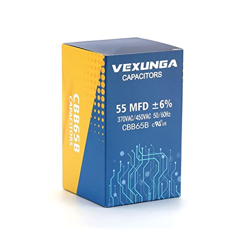 55uF 55 MFD 370VAC 440VAC 450VAC 50/60Hz CBB65 CBB65B Run Start Capacitor for AC Unit Fan Motor Start or Pool Pump or Air Condenser Straight Cool