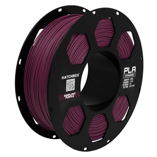 HATCHBOX 1.75mm Eggplant Purple PLA 3D Printer Filament, 1 KG Spool, Dimensional Accuracy +/- 0.03 mm, 3D Printing Filament