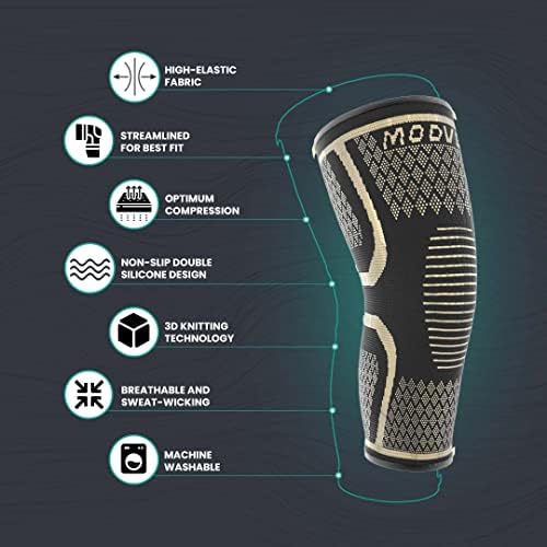 Modvel Compression Knee Brace for Women & Men, 2-Pack Knee Brace for Running Knee Pain, Knee Support Compression Sleeve, Workout Sports Knee Braces for Meniscus Tear, ACL & Arthritis Pain Relief