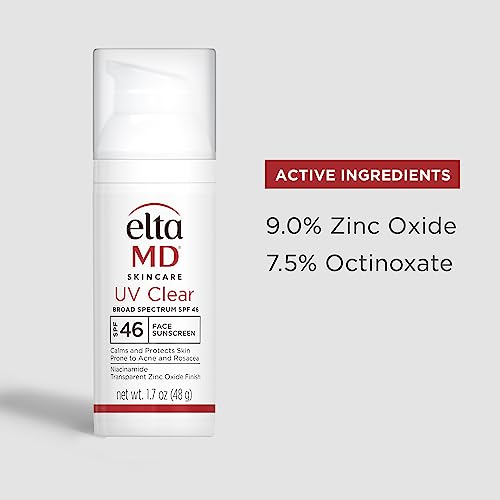 EltaMD UV Clear Face Sunscreen SPF 46, Oil-Free Sunscreen with Zinc Oxide, Dermatologist Recommended