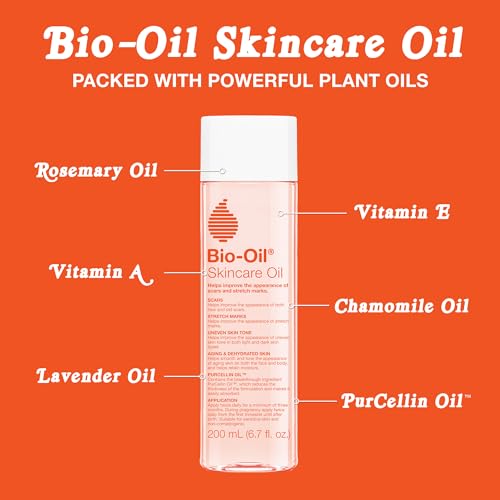 Bio-Oil Skincare Body Oil Serum, Face and Body Moisturizer with Vitamin E & A, for Scars, Stretch Marks, Sensitive Skin, All Skin Types, Dermatologist Recommended, Non-Comedogenic, 6.7 Oz