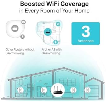 TP-Link AC1900 Smart WiFi Router (Archer A8) -High Speed MU-MIMO Wireless Router, Dual Band Router for Wireless Internet, Gigabit, Supports Guest WiFi