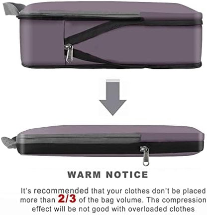 BAGAIL 4 Set/6 Set/8 Set Compression Packing Cubes Travel Accessories Expandable Packing Organizers (Cloth Pattern, 4-Dark Greyish)