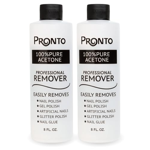 Pronto 100% Acetone Gel Nail Polish Remover - Polish Remover for Nails | Acetone Nail Polish Remover & Acrylic Nail Remover for Removal of Glue & Dip | Acrylic Nail Remover, 8 Fl oz 2 pack